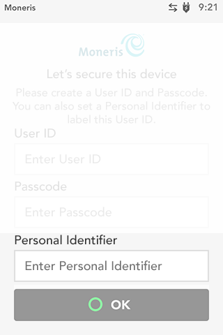 Enter personal ID Moneris Desk/5000