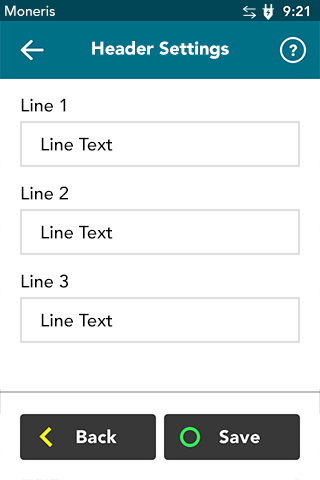 Header settings on Moneris Desk/5000