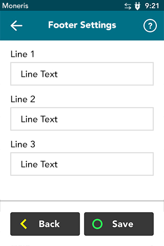 Footer settings on Moneris Desk/5000