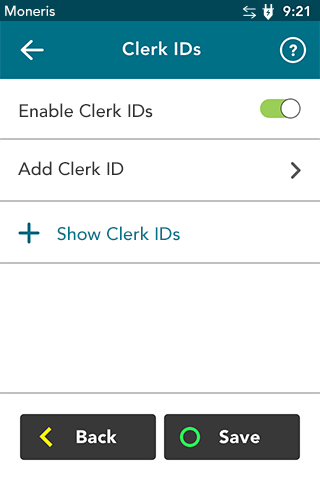 Setting up Clerk ID on Moneris Desk/5000