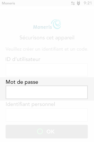 Entrer le mot de passe du terminal Desk/5000 de Moneris