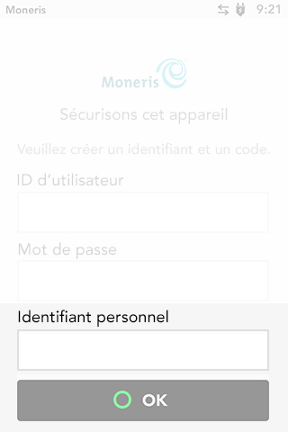 Entrer un identificateur personnel pour le terminal Desk/5000 de Moneris