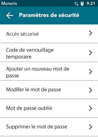 Accéder aux paramètres d’accès sécurisés sur le terminal Desk/5000 de Moneris