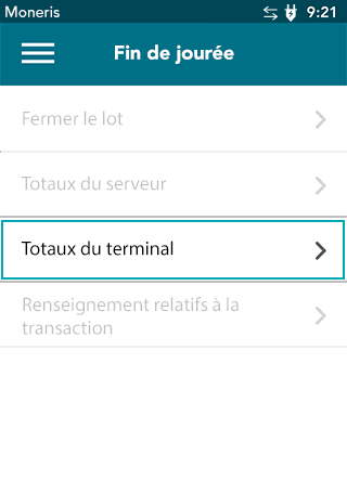 Imprimer le rapport sur les totaux du terminal sur le terminal Desk/5000 de Moneris