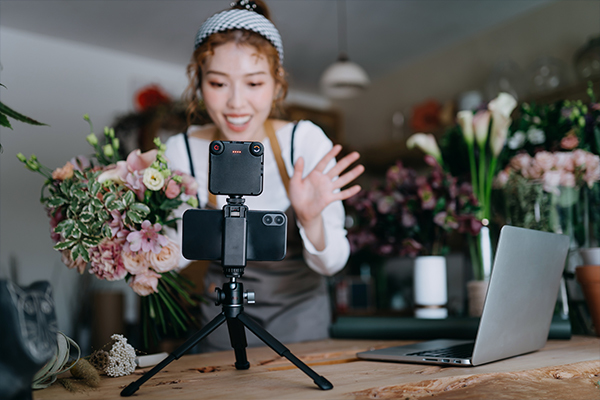 Girl shooting a video