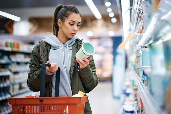 Girl grocery shopping