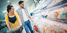Couple grocery shopping