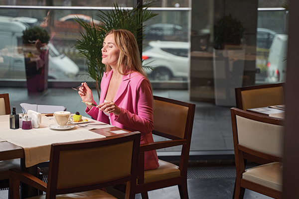 Girl dining at a restaurant