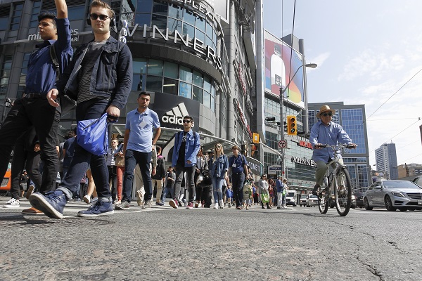 People strolling in Downtown Toronto