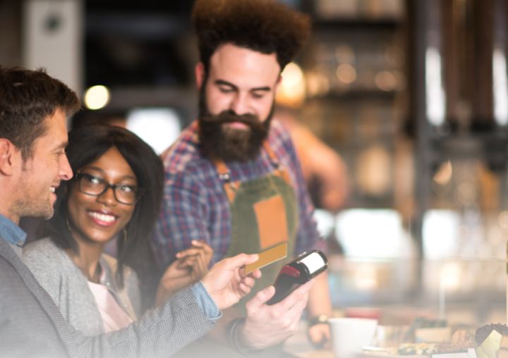 Example of a customer using contactless payment, demonstrating how it works for faster transactions.