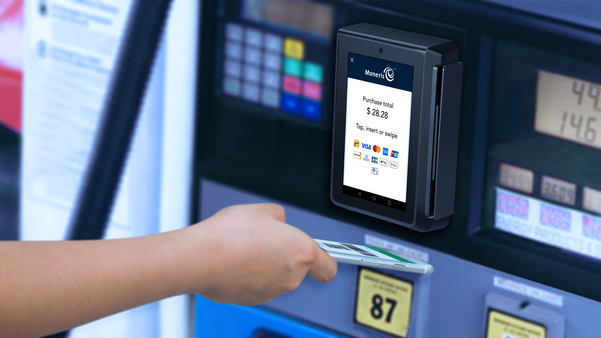 Paying at a gas station 