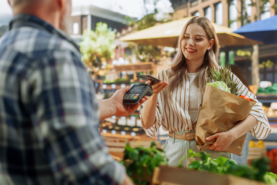 customer ordering food at a supermarket 
