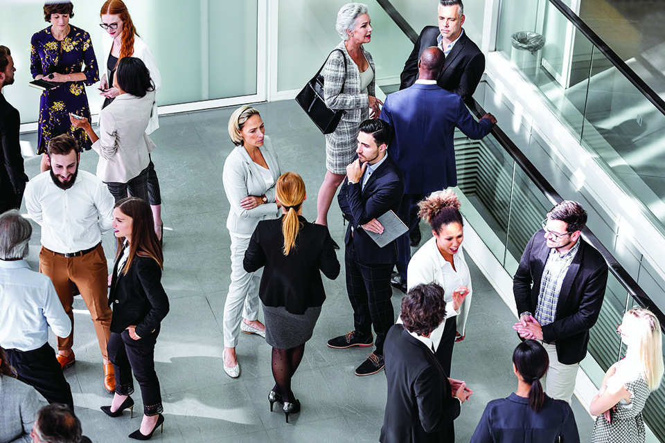 Business people waiting in the lobby