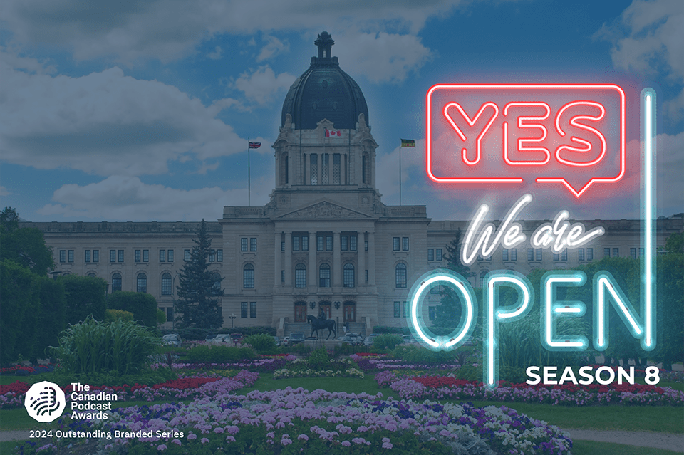 Yes We Are Open Season 7 thumbnail image showing Regina, Saskatchewan's Parliament Building as that's where our host Al Grego is heading next.
