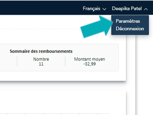 Écran Compte d’utilisateur 2 L’écran Compte d’utilisateur situé dans le coin supérieur droit vous permet de modifier votre profil.