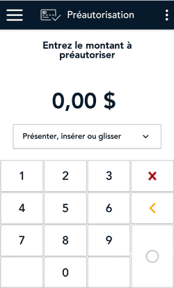 L'ecran de preautorisation
