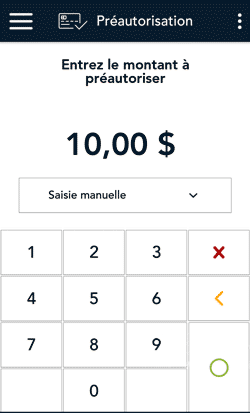 Entrer le montant de la preautorisation