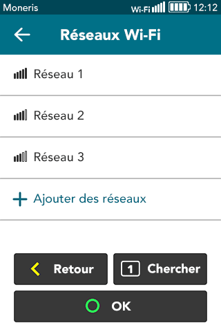 Liste de reseaux Wi-Fi decouvertes