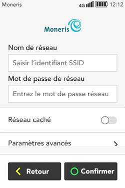Entrez le Nom du réseau et mot de passe