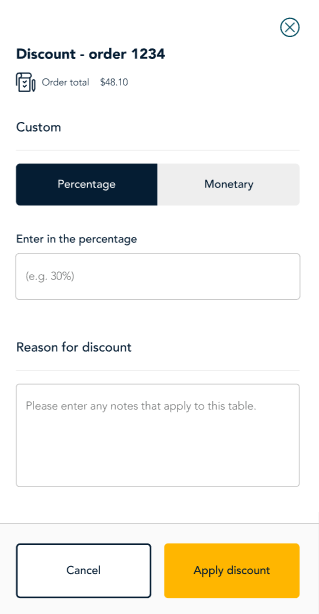 Discount panel - custom