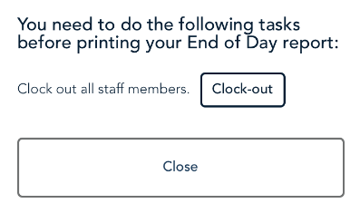 Prompt to clock out