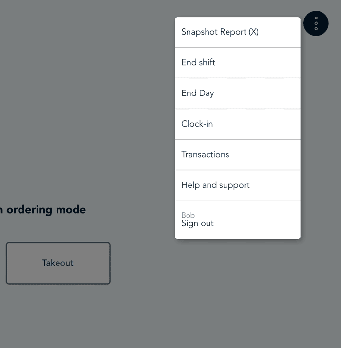 Options menu