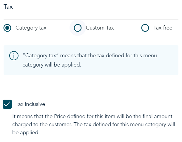 tax settings