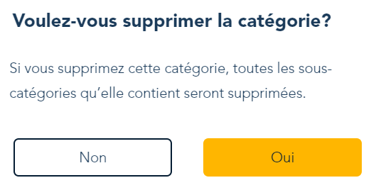 confirmation pour supprimer une categorie