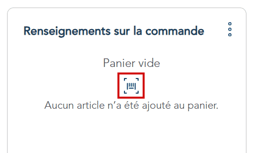 Icône de code à barres indiquant un panier vide