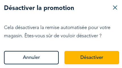 confirmation pour desactiver