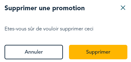 confirmation pour supprimer une promotion