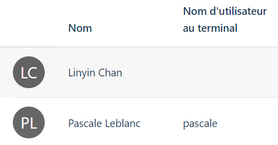 liste des utilisateurs