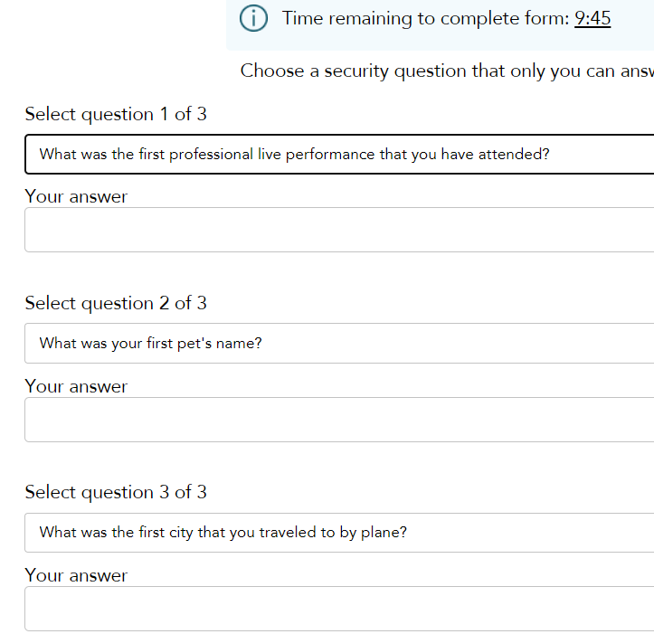three security questions
