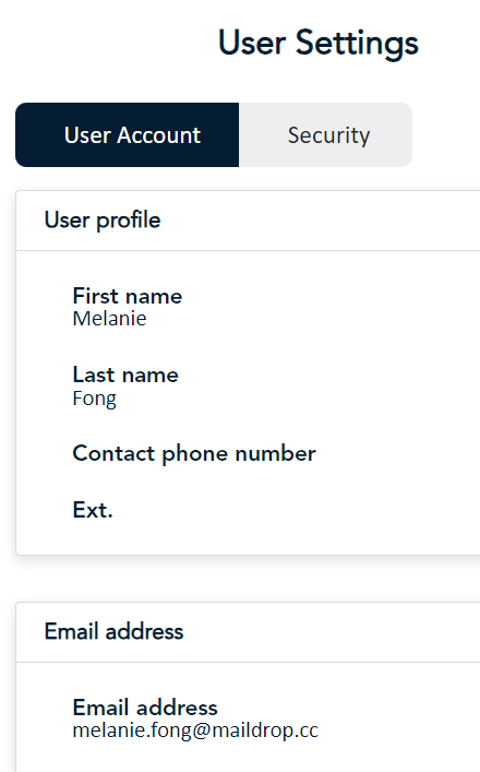 user settings