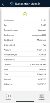 Transaction details screen
